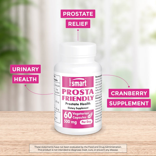 Supersmart - Prosta Friendly 500 Mg per Day - Bladder & Prostate Health Supplement - Cranberry Extract Formula | Non-Gmo & Gluten Free - 60 Vegetarian Capsules