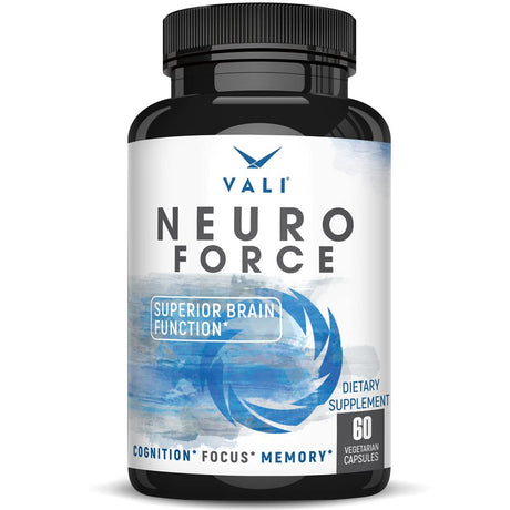 VALI Neuro Force Brain Booster Supplement for Focus, Memory, Clarity & Energy. Extra Strength Nootropic Cognitive Function Support for Mental Performance. with Natural Caffeine. 60 Veggie Capsules