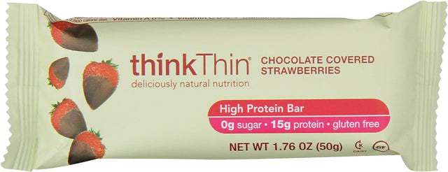 Thinkthin High Protein, Chocolate Covered Strawberries, 17.6-Ounce Bars (Pack of 10)