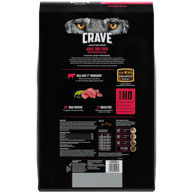 CRAVE Grain Free Adult Dry Dog Food with Protein from Beef, 22 Lb. Bag