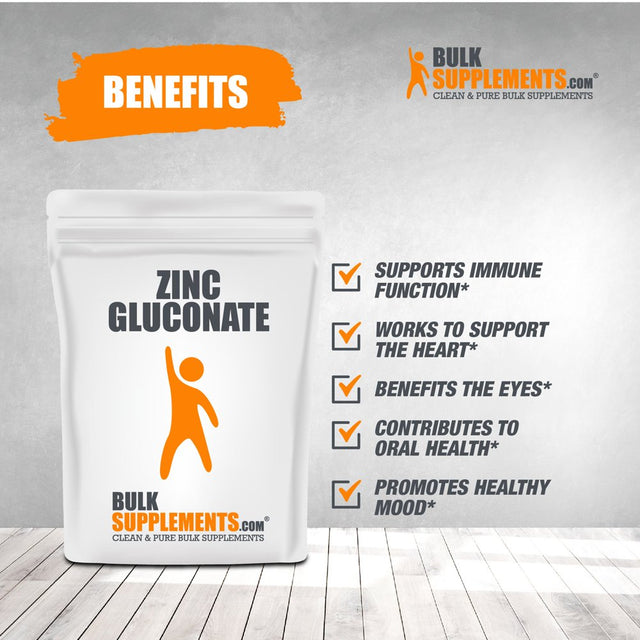 Bulksupplements.Com Zinc Gluconate Powder - Zinc Supplement - Raw Zinc - Elemental Zinc - Zinc Mineral Supplements - Zinc Pure (100 Grams - 3.5 Oz)