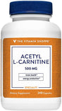 The Vitamin Shoppe Acetyl-L-Carnitine 500Mg – Supports Healthy Brain & Memory Function, Promotes Energy Production – Carnipure™ Offers Purest Form of L-Carnitine (240 Capsules)