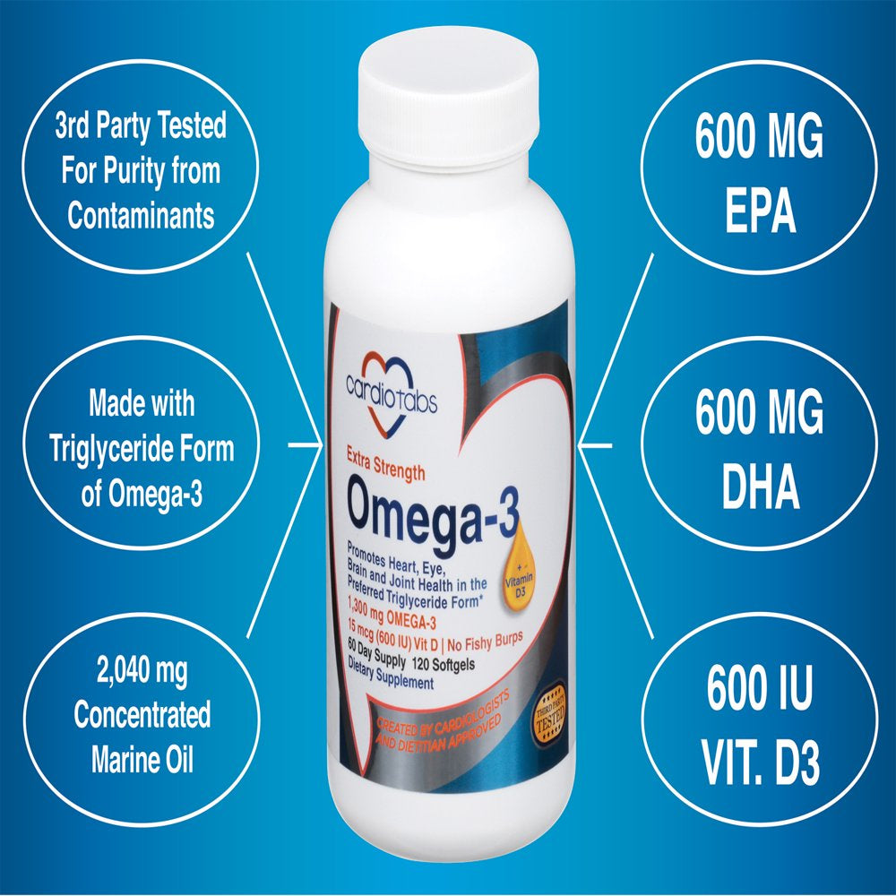 Cardiotabs Extra Strength Orange Berry Omega-3 + Vitamin D3 Dietary Su ...