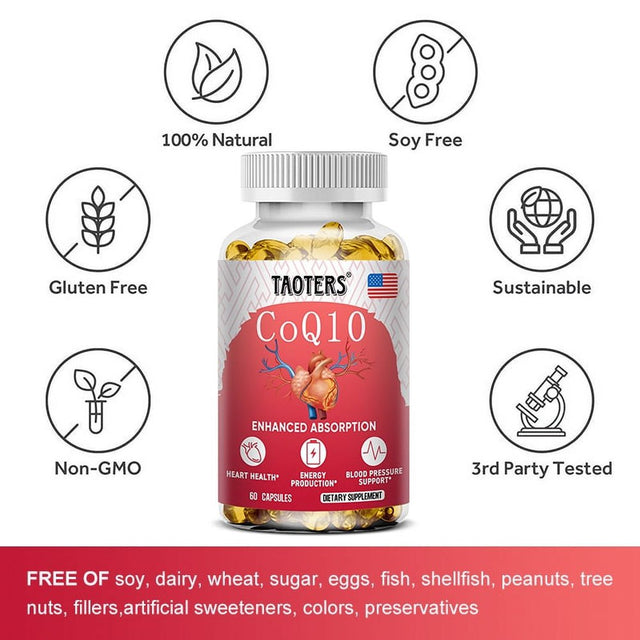 TAOTERS Coq10 Supplement - Supports Healthy Blood Pressure, Enhances Liver Function, and Supports Heart Health