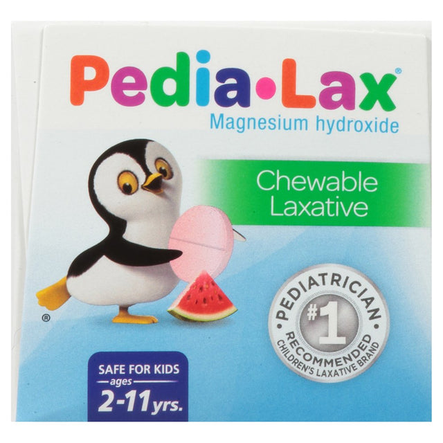 Pedia-Lax Laxative Chewable Tablets for Kids, Ages 2-11, Watermelon Flavor, 30 CT