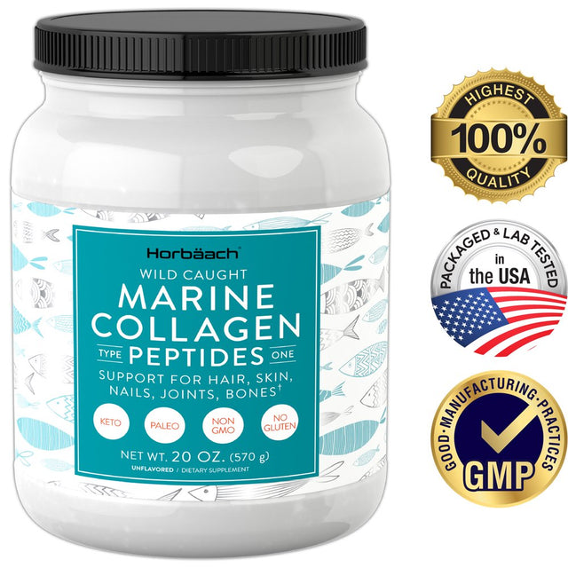 Marine Collagen Peptides Powder 20 Oz | Unflavored | by Horbaach