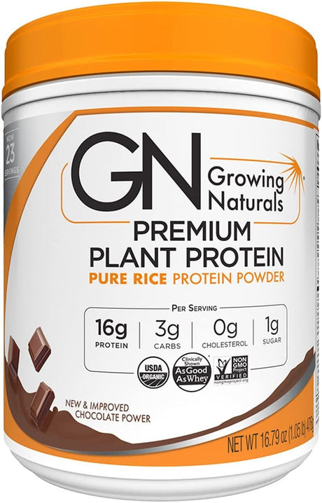 Growing Naturals Rice Protein Chocolate Power (476G) 16.80 Ounces by Growing Naturals