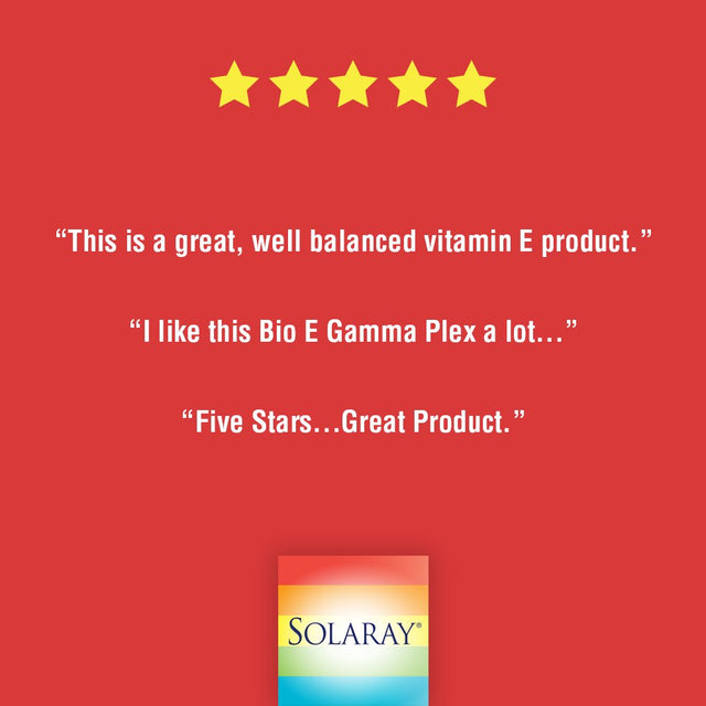 Solaray Bio E Gamma Plex | Vitamin E with Natural Tocopherol Blend for Healthy Antioxidant Support | 60 Softgels, 30 Serv