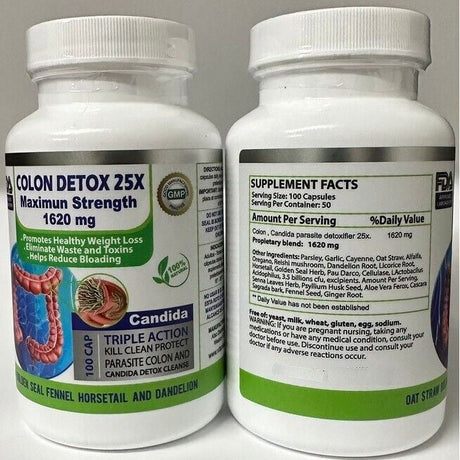 Detox Colon & Body Cleanse Maximum Strength Cleansing Diet Weight Loss -100 Capsule