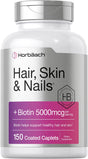 Hair Skin and Nails Vitamins | 150 Caplets | with Biotin and Collagen | by Horbaach