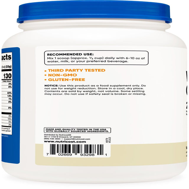 Nutricost Whey Protein Concentrate (Vanilla) 2LBS - Gluten Free & Non-Gmo Supplement