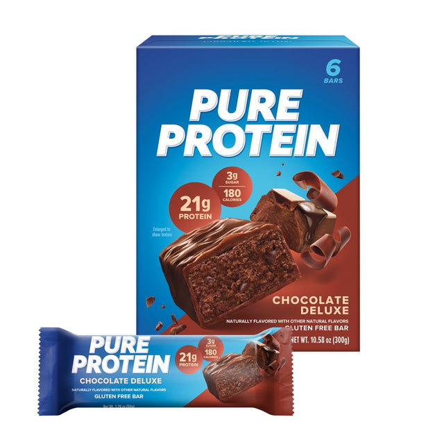 Pure Protein Bars, Chocolate Deluxe, 21G Protein, Gluten Free, 1.76 Oz, 6 Ct