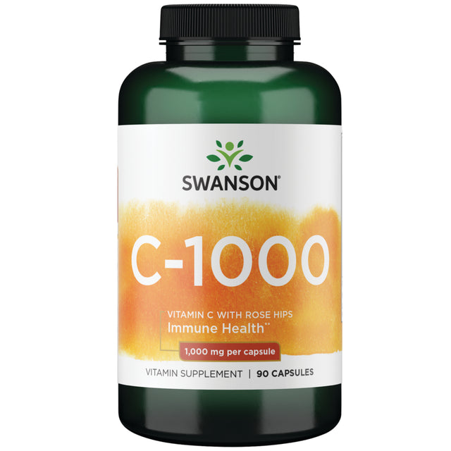 Swanson Vitamin C with Rose Hips Capsules, 1,000 Mg, 90 Count