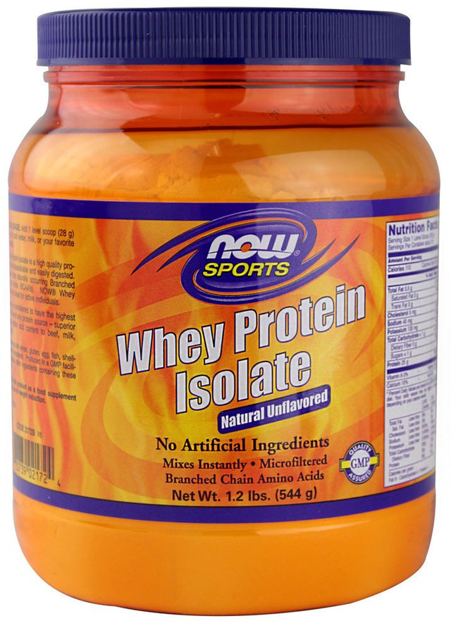 NOW Sports Whey Protein Isolate Natural Unflavored -- 1.2 Lb