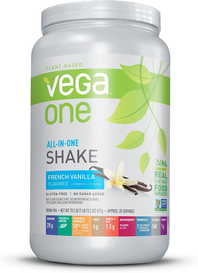 Vega One All in One Nutritional Shake French Vanilla - Plant Based Vegan Protein Powder, Non Dairy, Gluten Free, Non GMO, 29.2 Ounce (Pack of 1)