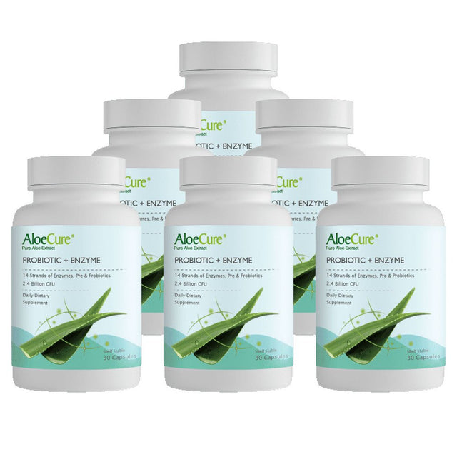 Aloecure Probiotic + Enzyme Digestive Supplement with Prebiotics, 2.4 Billion CFU, 30 Capsules