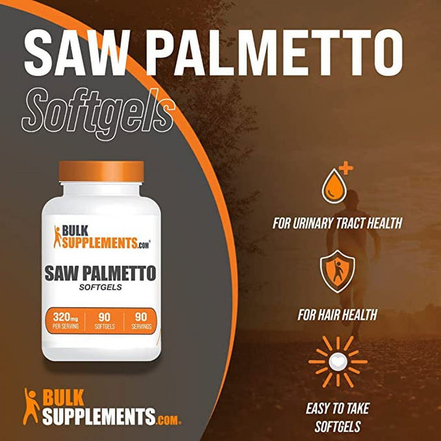 Bulksupplements.Com Saw Palmetto Extract Softgels, 320Mg - Prostate & Testosterone Support for Men (90 Softgels - 90 Serv)