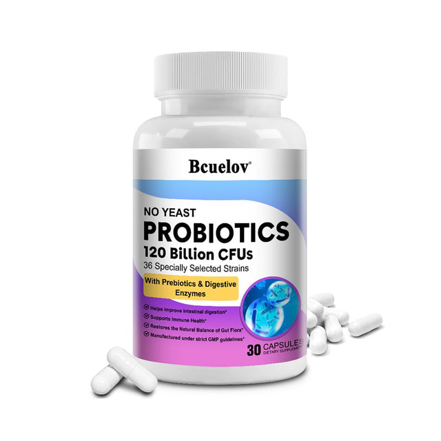 Bcuelov Probiotics 120 Billion CFU - 36 Strains, Gut Digestion and Immune Support