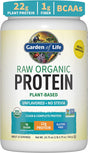 Garden of Life Organic Vegan Unflavored Protein Powder 22G Complete Plant Based Raw Protein & Bcaas plus Probiotics & Digestive Enzymes for Easy Digestion, Non-Gmo Gluten-Free Lactose Free 1.2 LB