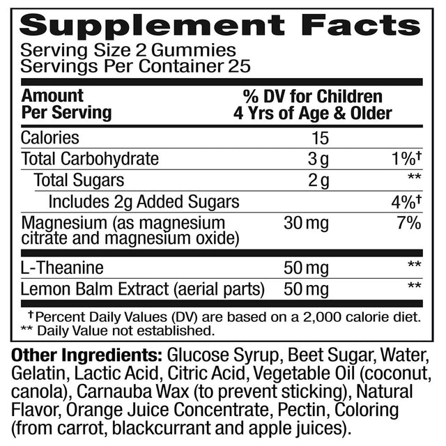 OLLY Kids Chillax Gummies, Chewable Supplement, Magnesium, L-Theanine, Sunny Sherbet, 50 Ct (Pack of 12)