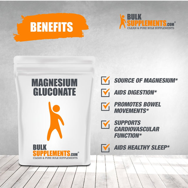 Bulksupplements.Com Magnesium Gluconate Powder - Magnesium Vitamin - Magnesium Mineral Supplements (250 Grams)