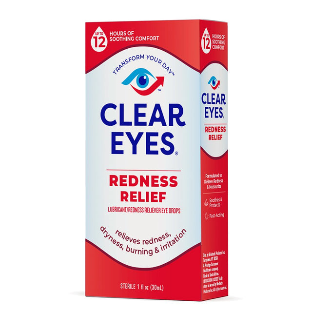 Clear Eyes Redness Eye Relief Lubricant Eye Drops, 1.0 Fl Oz