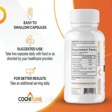 Organic Turmeric Curcumin (95% Curcuminoids)+Ginger & Bioperine; Potent Antioxidant, Joint Health Support, 1425Mg