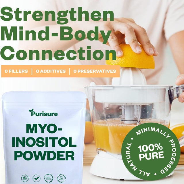 Purisure Myo Inositol Powder 250G, Energy, Brain & Fertility Supplement, 500 Servings