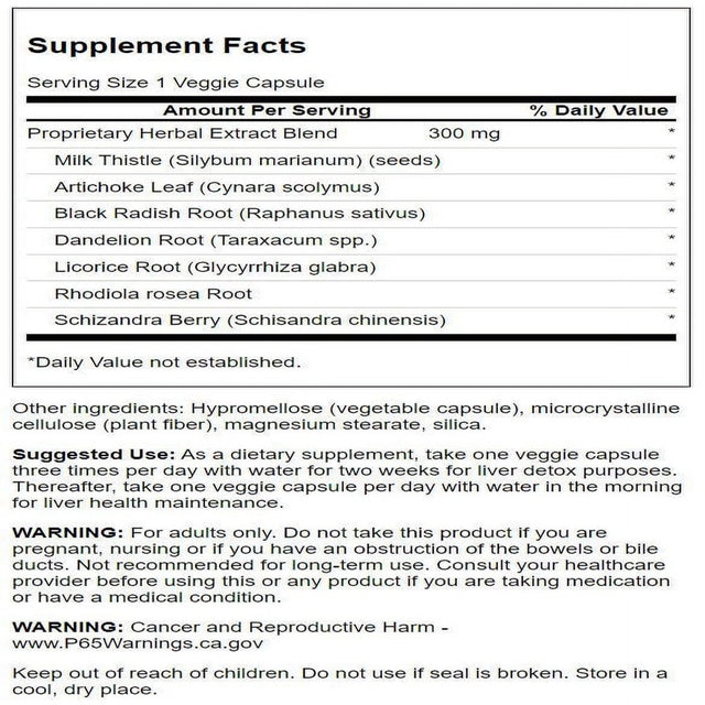 Swanson Liver Tone Liver Detox Formula 300 Mg 120 Veggie Capsules