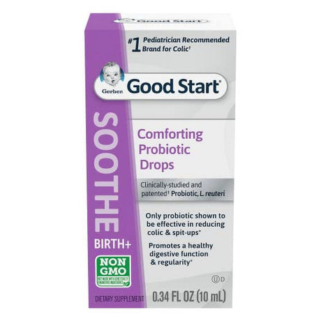 Gerber Soothe Baby Everyday Probiotic Drops for Newborn, Infants & Toddlers, Colic, Spit-Up, & Digestive Health, #1 Pediatrician Recommended, Clear, 0.34 Fl Oz