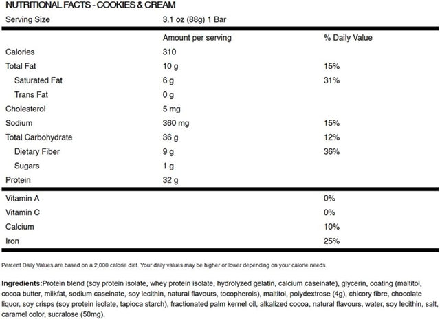 Biox Performance Nutrition Protein 32 Bars 1-82G Bar - Cookies N Cream