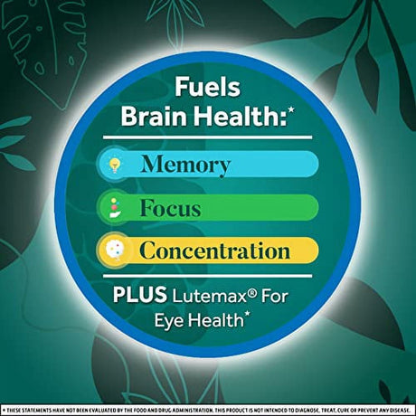 NEURIVA Brain + Eye Supplement for Memory, Focus & Concentration with Lutein & Vitamins a C E and Zinc for Eye Health & Zeaxanthin to Filter Blue Light, 30Ct Capsules