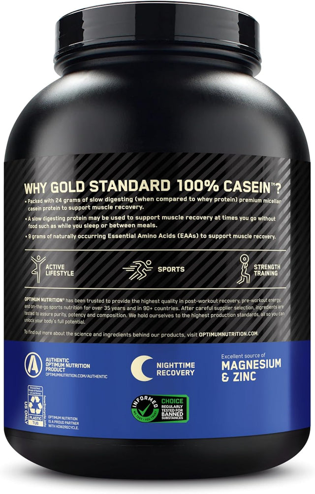 Optimum Nutrition Gold Standard 100% Micellar Casein Protein Powder, Slow Digesting, Helps Keep You Full, Overnight Muscle Recovery, Chocolate Supreme, 4 Pound (Packaging May Vary)