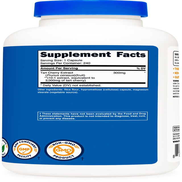 Nutricost Tart Cherry Extract 3000Mg, 240 Vegetarian Capsules - Gluten Free, Non-Gmo Supplement