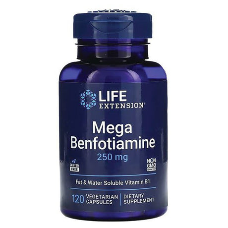 Life Extension Mega Benfotiamine, 250 Mg - Fat Soluble Thiamine, Supports Already-Healthy Blood Sugar - Gluten-Free, Non-Gmo, 60 Vegetarian Capsules