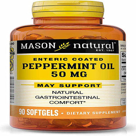 "Mason Natural Peppermint Oil 50 Mg""Enteric Coated"" - Natural Gastrointestinal Comfort, Supports a Healthy Gut, Bowel Soothing Dietary Supplement, 90 Softgels"