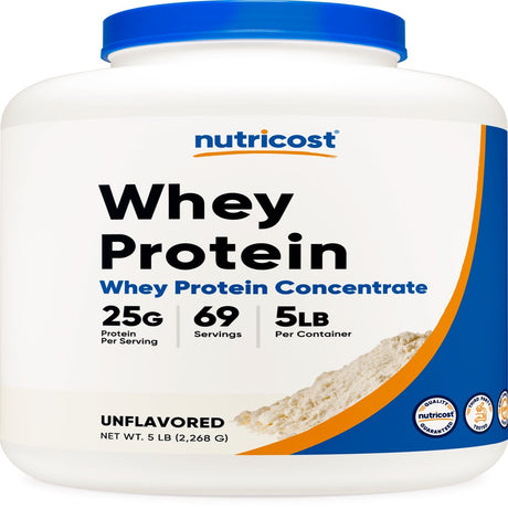 Nutricost Whey Protein Concentrate Powder (Unflavored) 5LBS