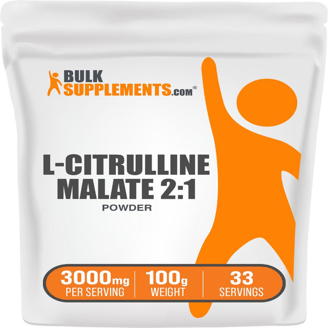 Bulksupplements.Com L-Citrulline Dl-Malate 2:1 Powder, 3G - BCAAS Unflavored Pre-Workout (100G - 33 Servings)