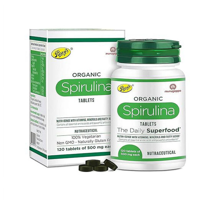 Parry'S Wellness Organic Spirulina Tablets | Immunity and Health Supplement | Metabolism Booster | 100% Vegan | 120 Tablets (500Mg Each) Pack of 2