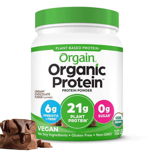 Orgain Organic Vegan 21G Protein Powder, Plant Based, Creamy Chocolate Fudge 1.02Lb