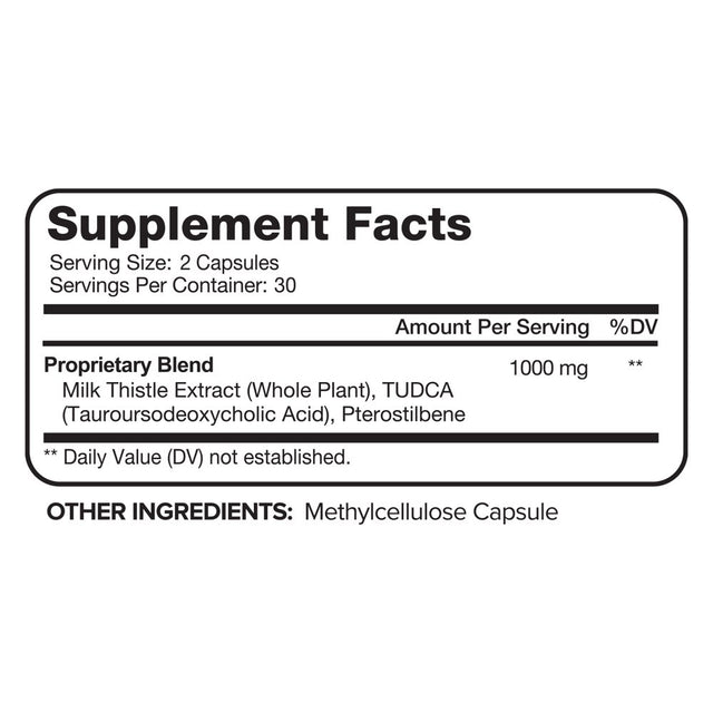 Nutrivein TUDCA Liver Support Supplement 1000Mg - 30 Day Supply - 60 Capsules, Two Daily