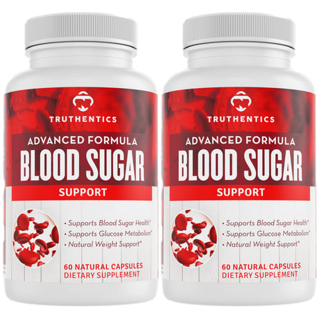 Truthentics Blood Sugar Support Formula (2 Pack) - Supports Healthy Blood Sugar Levels, Glucose Metabolism - Healthy Heart Supplement - 120 Capsules