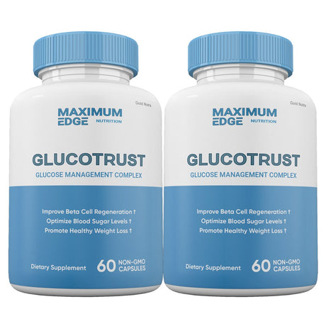 GLUCOTRUST Capsules, Glucotrust Blood Sugar Supplement, Gluco Trust Reviews Pills Maximum Edge Formula (2 Bottles)