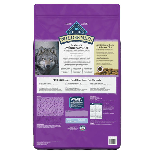 Blue Buffalo Wilderness High Protein Small-Bite Chicken Dry Dog Food for Adult Dogs, Grain-Free, 24 Lb. Bag