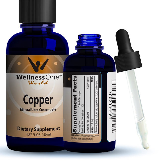 Wellnessone Copper Sulfate Liquid Vitamin Supplement - Liquid Copper Ionic Mineral Drops,50 Ml