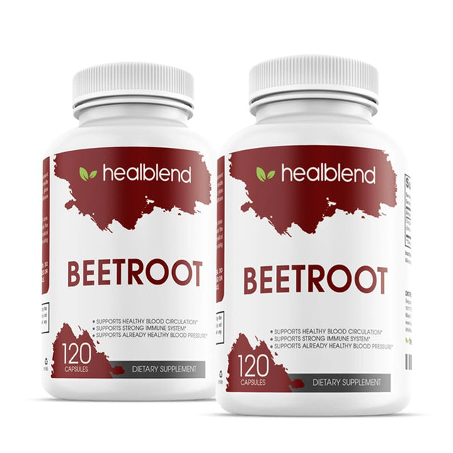 Healbend Organic Nitric Oxide Beet Root Capsules 1300Mg - Support Healthy Blood Circulation, Immune System, Nitric Oxide Booster - 120 Count 2-Pack