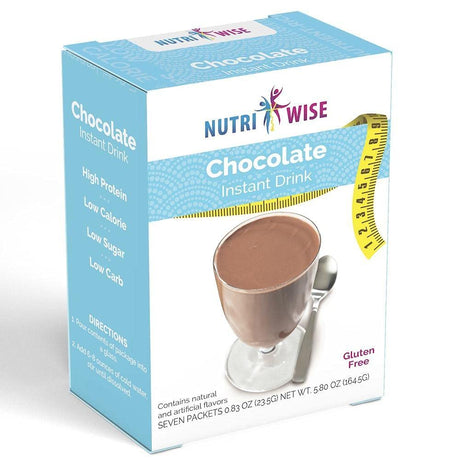 Nutriwise Chocolate Instant Drink | Weight Loss Formula | Chocolate | 15G Protein, Keto-Friendly, Gluten Free, 80 Calorie, 2G Sugar, 2G Net-Carb (7Ct)