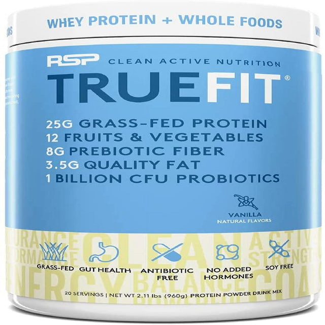 Truefit Meal Replacement Shakes Powder, Grass Fed Whey Protein, Vanilla, 2 Lb