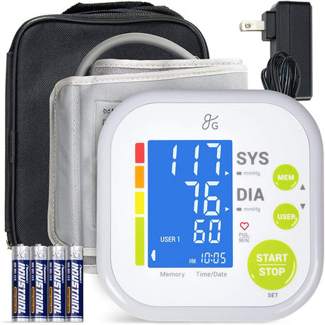 Greater Goods Blood Pressure Monitor Cuff Kit by Balance, Digital BP Meter with Large Display, Upper Arm Cuff, Set Also Comes with Tubing and Device Bag (BP Monitor New)