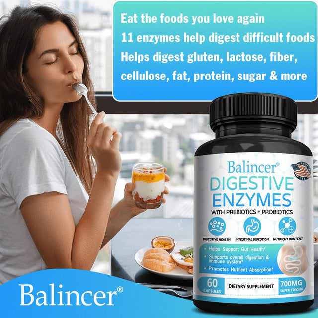 Balincer Digestive Enzyme Supplement - 700 Mg - Vegetarian Formula for Gut Health, Digestive & Immune Support